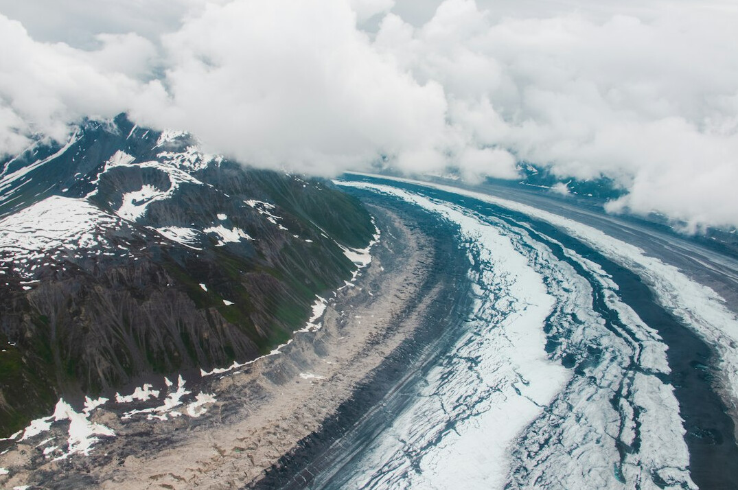melting glacier aerial view