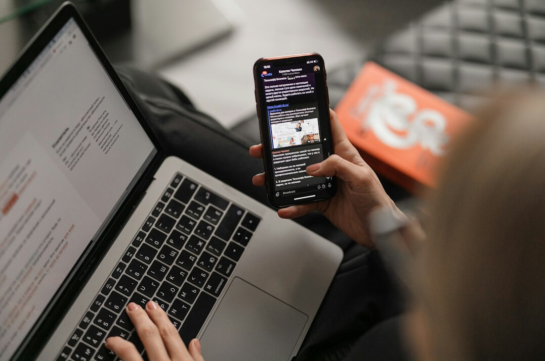 person checking phone news