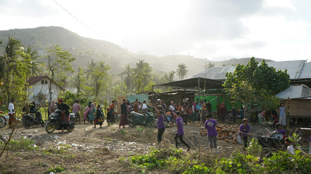 journalist interviewing in village